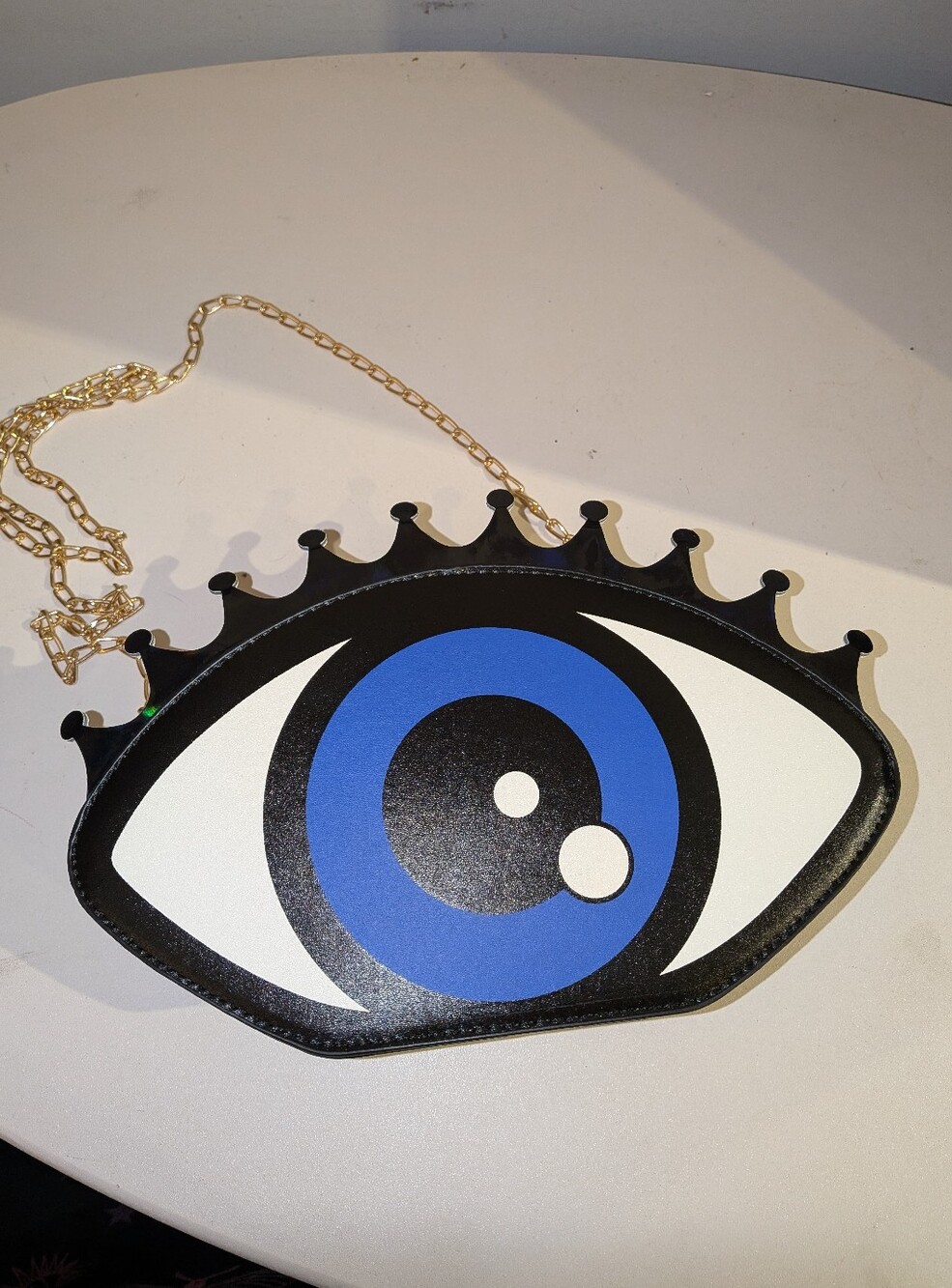 Blue Eye Purse! Gold Chain. Unusual, Funky, Maximalist, Unique, Cosplay Bag,